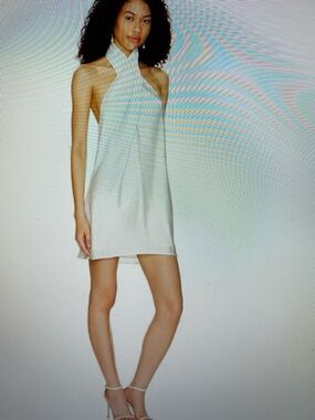 Show Me Your MUMU Jasmine Halter White Mini Dress size L